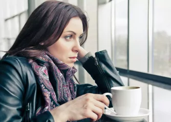 The woman in cafe