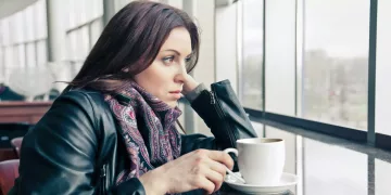 The woman in cafe
