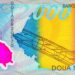 2000 Lei Romania, 1999 with the image of the Romanian flag within map outline of Romania. Polymer money of Romania and Europe.