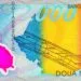 2000 Lei Romania, 1999 with the image of the Romanian flag within map outline of Romania. Polymer money of Romania and Europe.