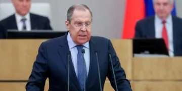 In this photo released by The State Duma, The Federal Assembly of The Russian Federation Press Service, Russian Foreign Minister Sergey Lavrov delivers his speech at the State Duma, the Lower House of the Russian Parliament in Moscow, Russia, on Wednesday, Feb. 14, 2024.,Image: 846504080, License: Rights-managed, Restrictions: This content is intended for editorial use only. For other uses, additional clearances may be required.
Handout - Government Produced
AP PROVIDES ACCESS TO THIS PUBLICLY DISTRIBUTED H