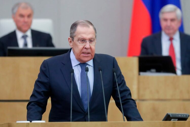 In this photo released by The State Duma, The Federal Assembly of The Russian Federation Press Service, Russian Foreign Minister Sergey Lavrov delivers his speech at the State Duma, the Lower House of the Russian Parliament in Moscow, Russia, on Wednesday, Feb. 14, 2024.,Image: 846504080, License: Rights-managed, Restrictions: This content is intended for editorial use only. For other uses, additional clearances may be required.
Handout - Government Produced
AP PROVIDES ACCESS TO THIS PUBLICLY DISTRIBUTED H
